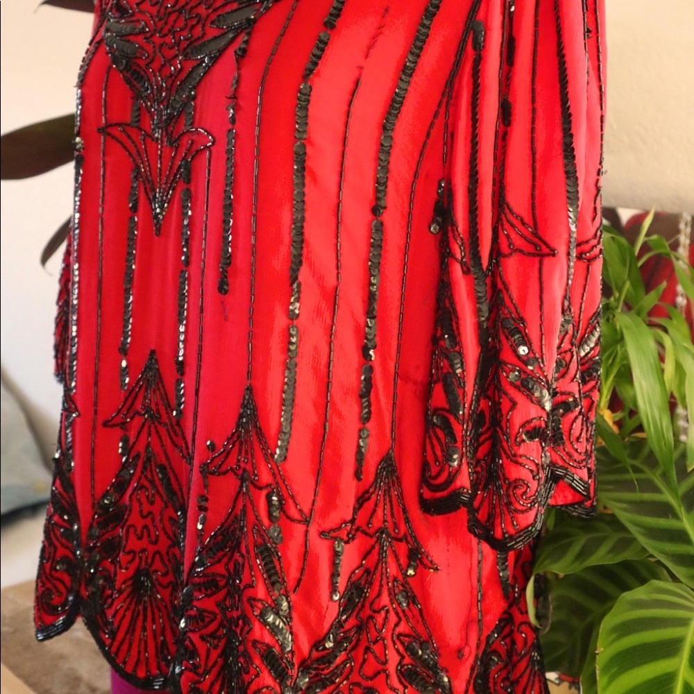 20s style VINTAGE beaded/ sequined top 100% silk